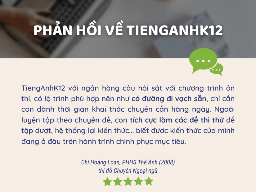 Phản hồi của chị Hoàng Loan PHHS Thế Anh